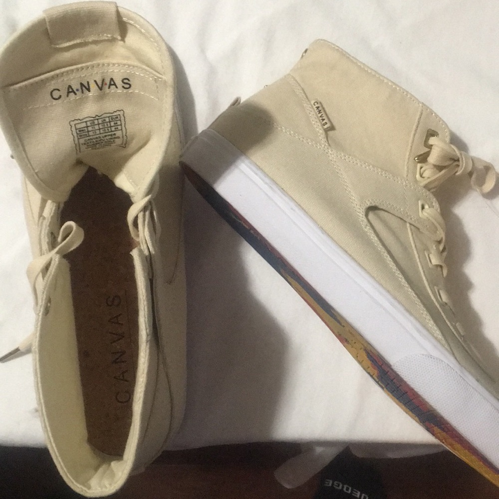 C a n v a s Vegan khaki shoes amazing new high top